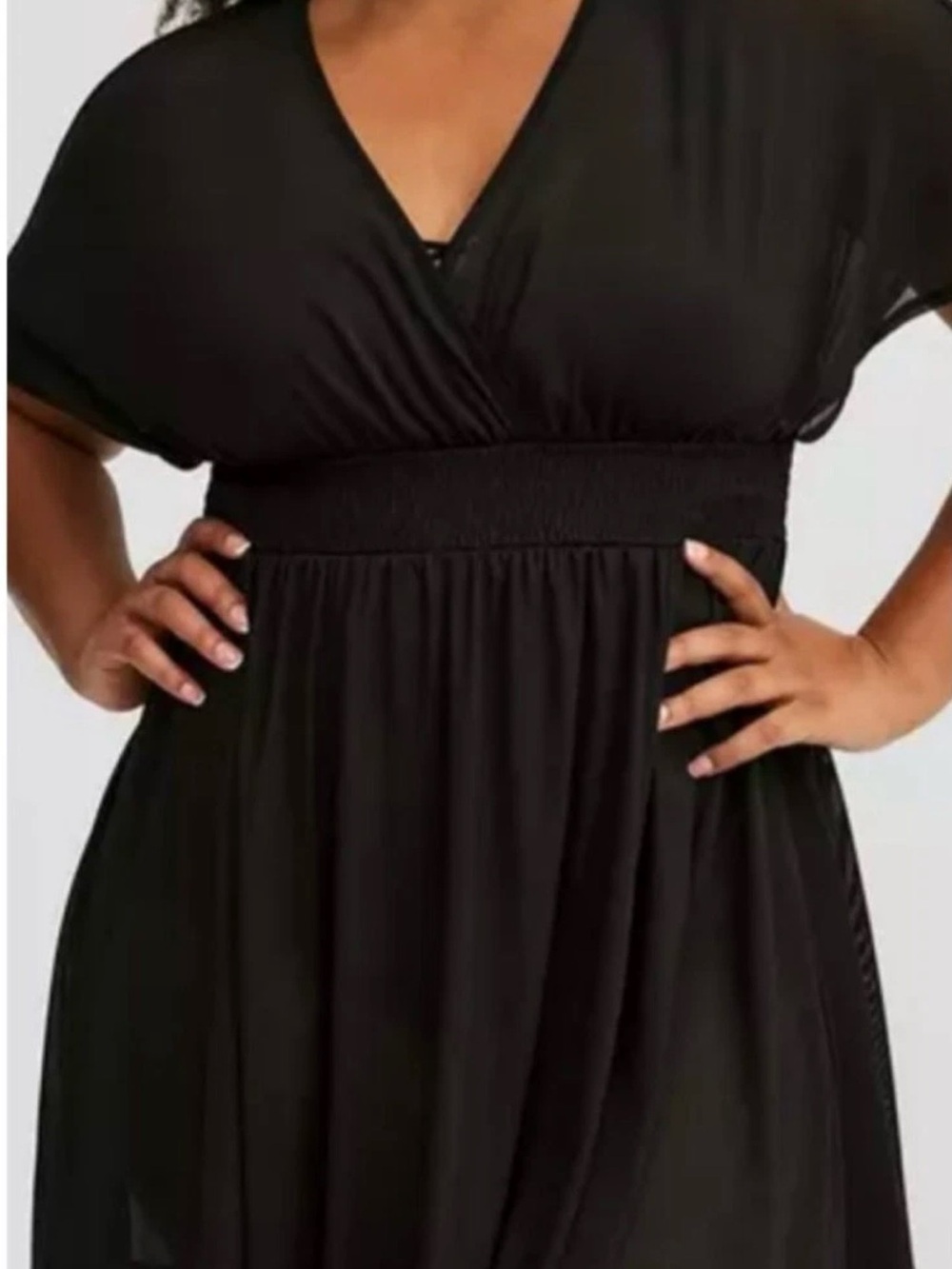 Torrid Size 5 Black Sheer Mesh Swim Cover Up Dress size 30/32 Resortwear Beach